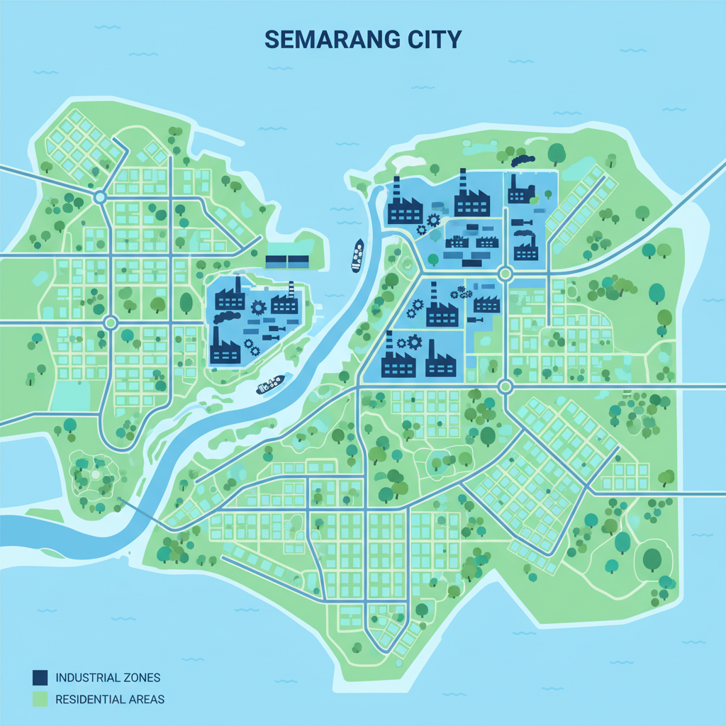 Peta ilustrasi kawasan industri Semarang dan area residensial di sekitarnya